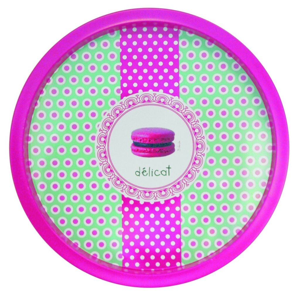 Rundes Tablett mit lustigen Kuchen Motiv - Blech - ca 39 cm