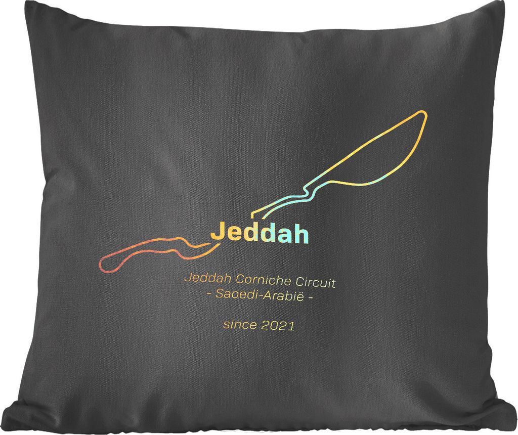 MuchoWow Zierkissen Sofakissen Wohnzimmer Dekokissen 40x40 cm F1 - Jeddah - Rennstrecke - Foto Kissen - Schlafzimmer Dekoration