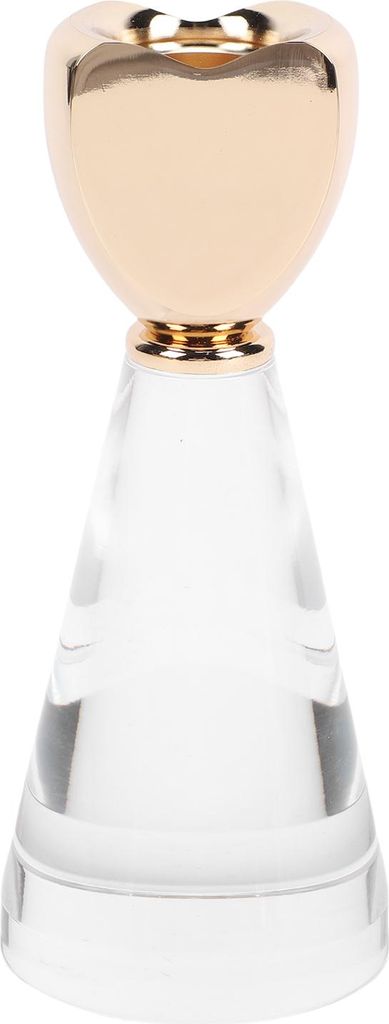 Kerzenhalter aus Acryl, einzigartiger, stabiler Herz-Kerzenständer für konischen Tee, flammenlos, Gold