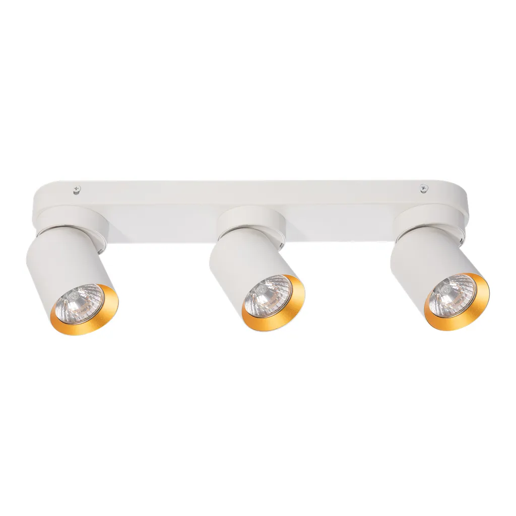 Plafonnier 3 spots blanc et or design Andy Milagro pour ampoule GU10