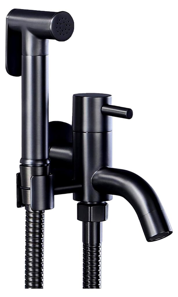 WC-Sprühpistolen-Kit Handheld-Bidet-Sprühgerät for WC-Bidet-Duschsprüher Schwarz mit Schlauch Kaltwasserhahn Messing-Toiletten-Bidet-Sprühger...