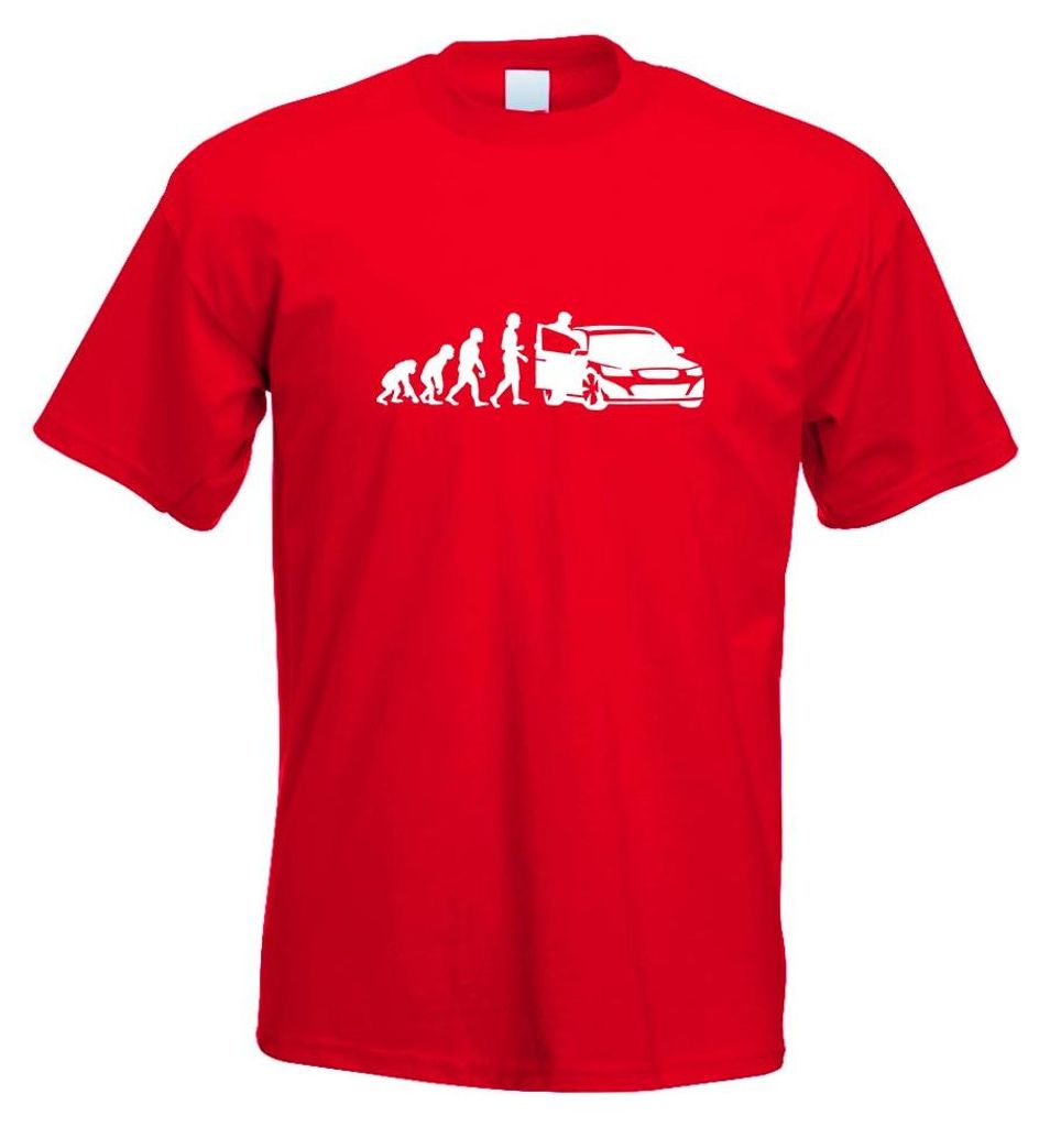 Kiwistar - T-Shirt - rot - Evolution Autofahrer Motiv Bedruckt Funshirt Design Print - mit Motiv Bedruckt - Funshirt Design - Sport - Freizeit - He...