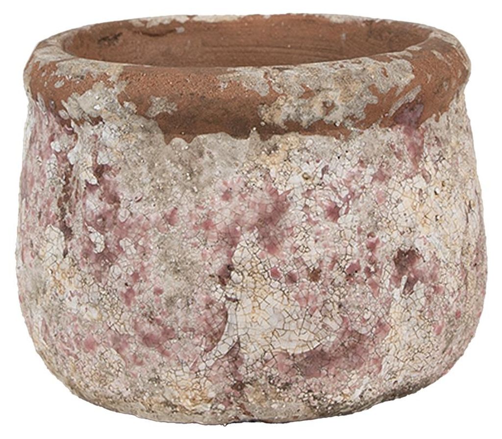 Clayre & Eef bloempot, diameter 13 cm, hoogte 9 cm, beige, Productafbeelding 