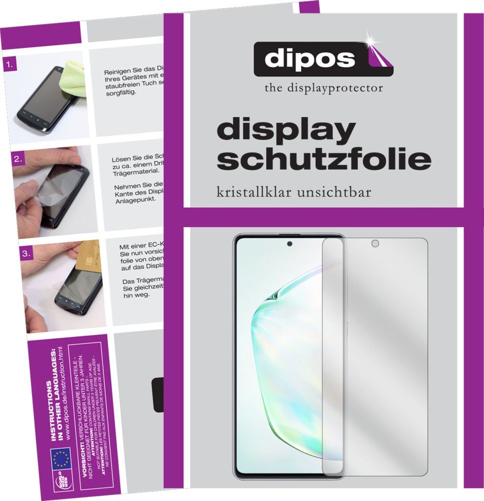 1x Schutzfolie für Samsung Galaxy Note 10 Lite klar Displayschutzfolie Folie Display Schutz dipos