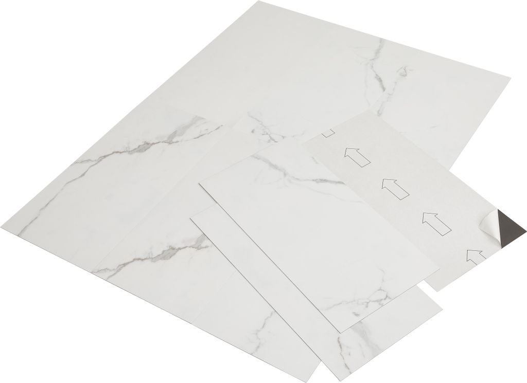 Vinylboden selbstklebend 4,46 m² Marmoroptik Weiß PVC Produktbild 