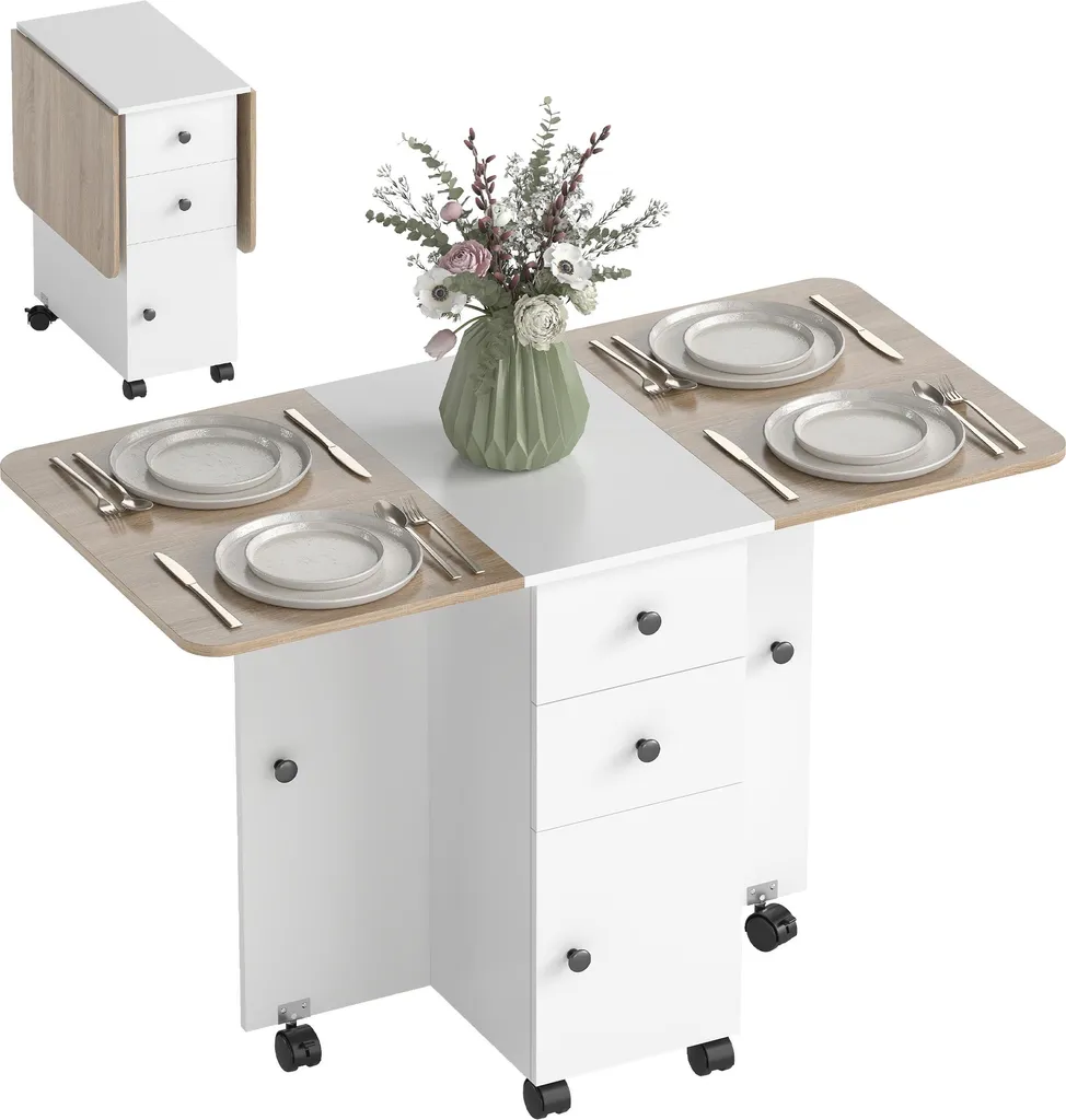 Table console extensible avec ailes pliantes pour petit espace et cuisine