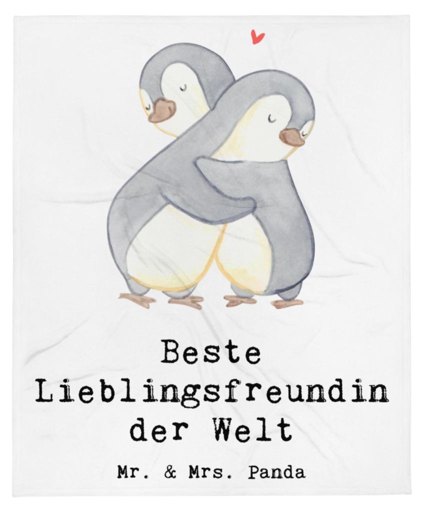 Mr. & Mrs. Panda Tagesdecke Pinguin Beste Lieblingsfreundin der Welt - Weiß - Geschenk, Lieblings Mensch, Herz, Schlafdecke, Lieblingsmensch, Kusc...
