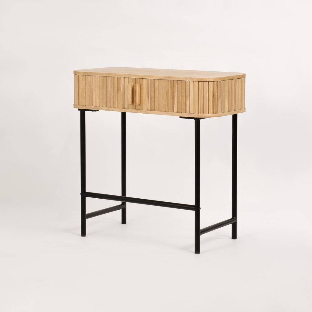 Florence FL03 Retro Konsole mit Schiebetüren, Holz und Metallbeinen