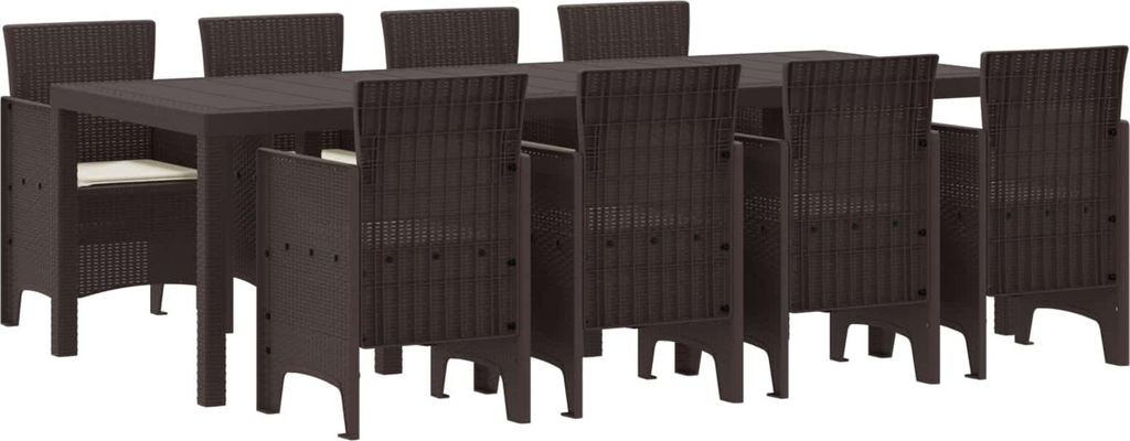 Garten Essgruppe 9 pcs Braun Polypropylen