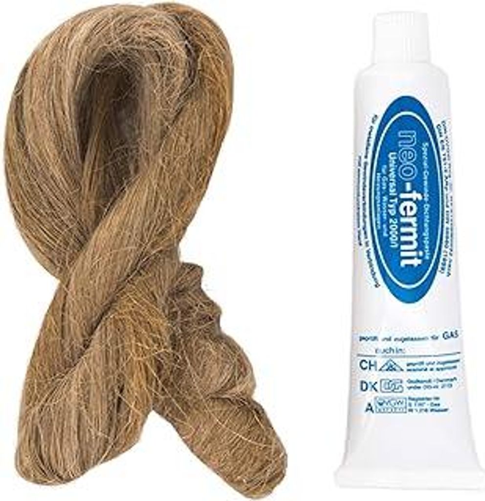 Gewinde-Dicht-Set: Dichtungshanf 50g Spule + neo-fermit Dichtungspaste 90g