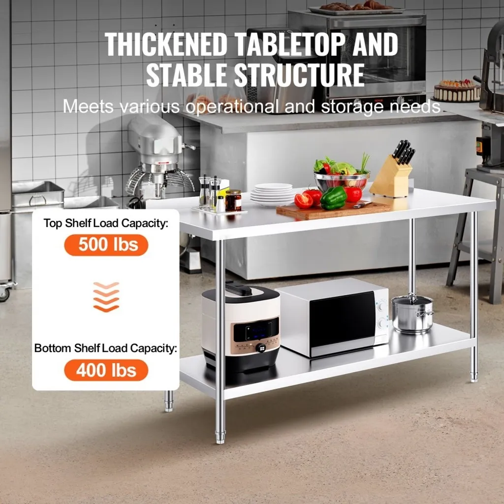 Table de cuisine en inox 61x152 cm - Plan de travail professionnel