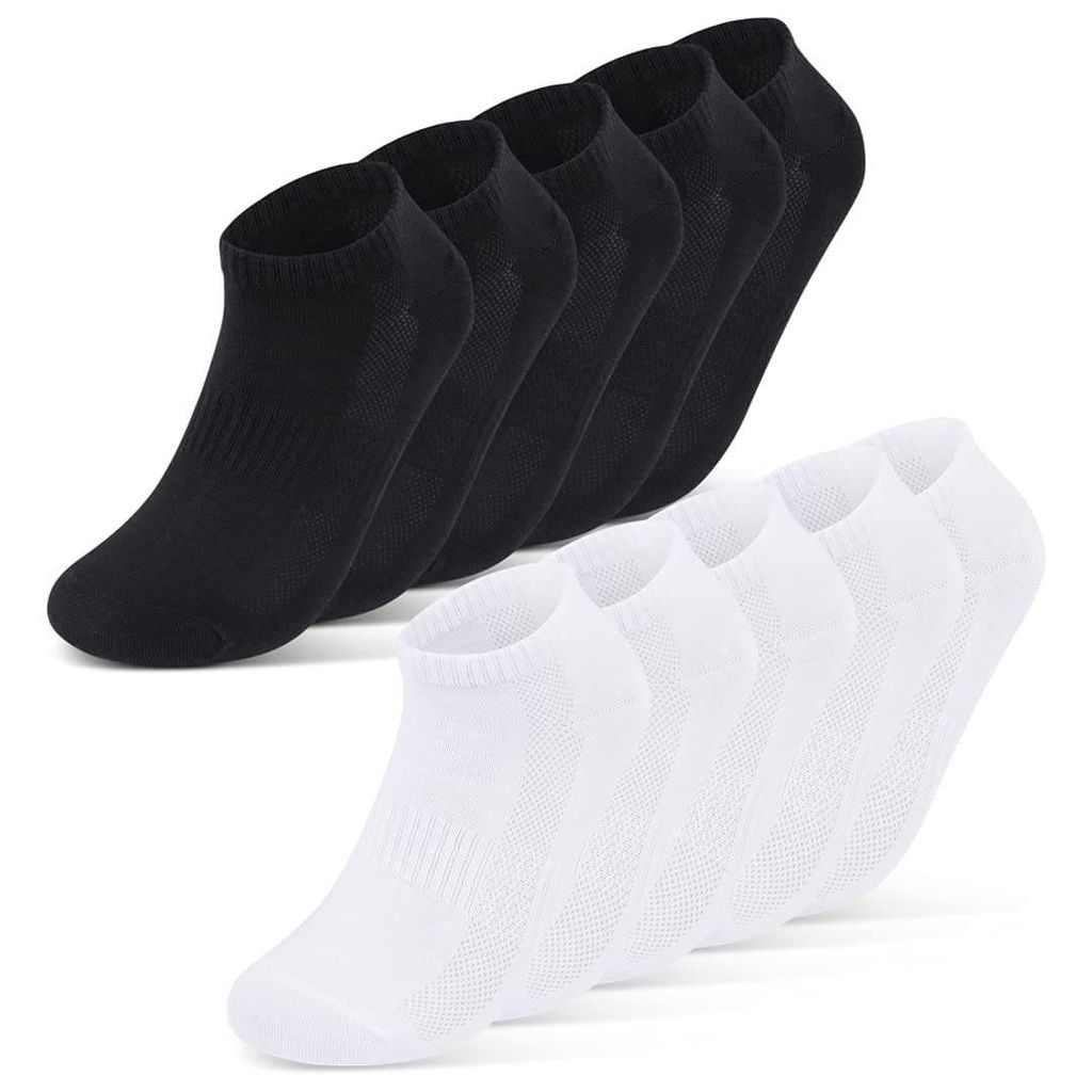 Sneaker Socken Herren Damen kurze Sportsocken Mesh - 16510 Schwarz/Weiß 39-42 10 Paar