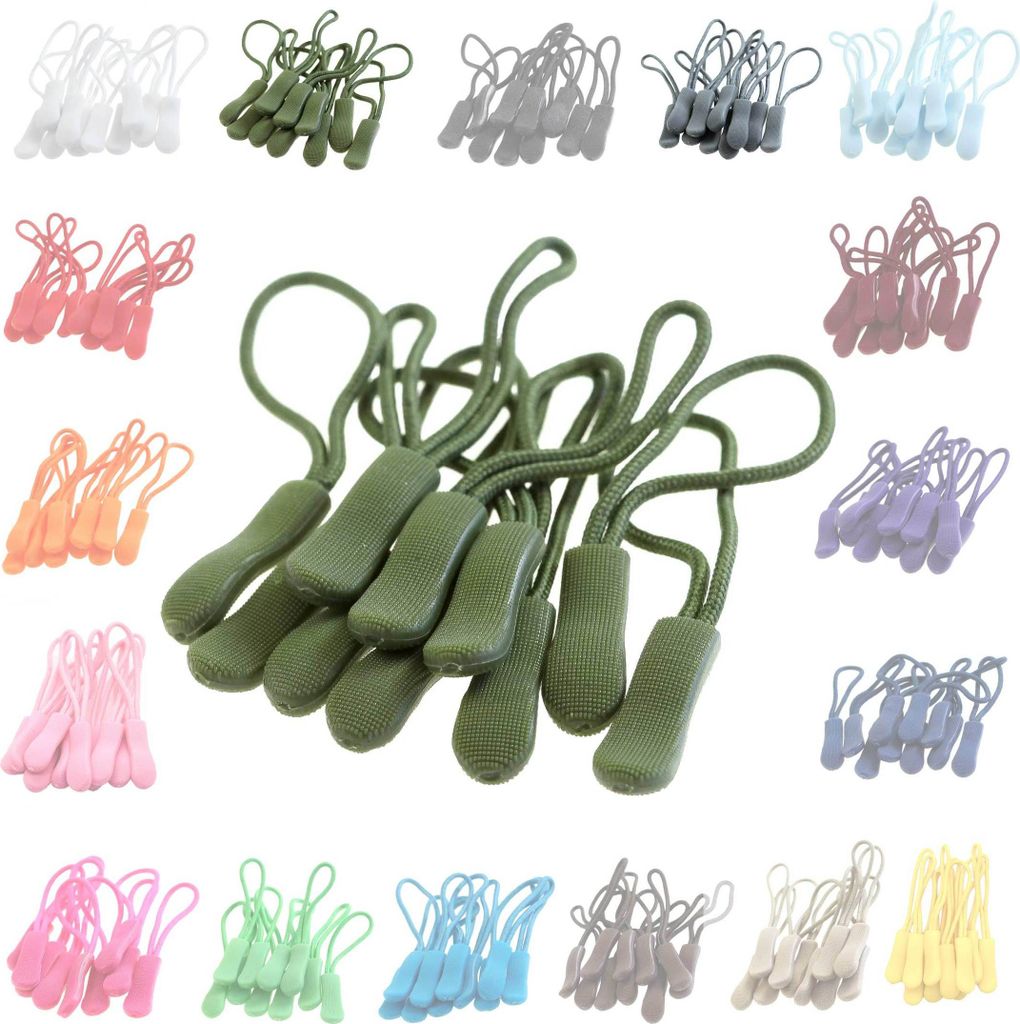 10 Zipperschlaufen 70 Farben Reißverschluss Verlängerung Reißverschlussanhänger