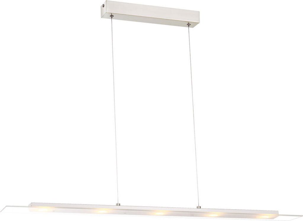 LED Hängelampe, nickel matt, Glas satiniert, H 150 cm