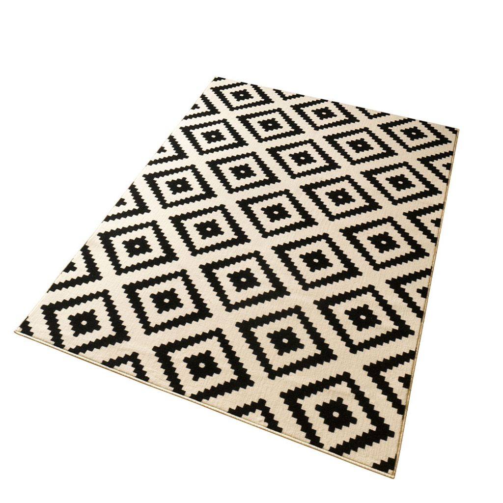 Designer Velours Teppich Pattern Schwarz Creme102416