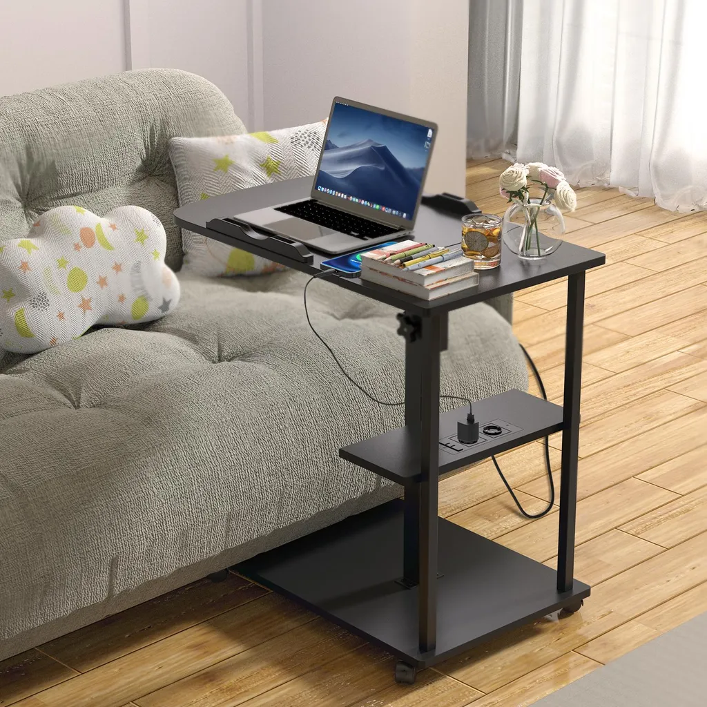 Table d'appoint informatique avec 3 niches de rangement et bloc électrique - 4