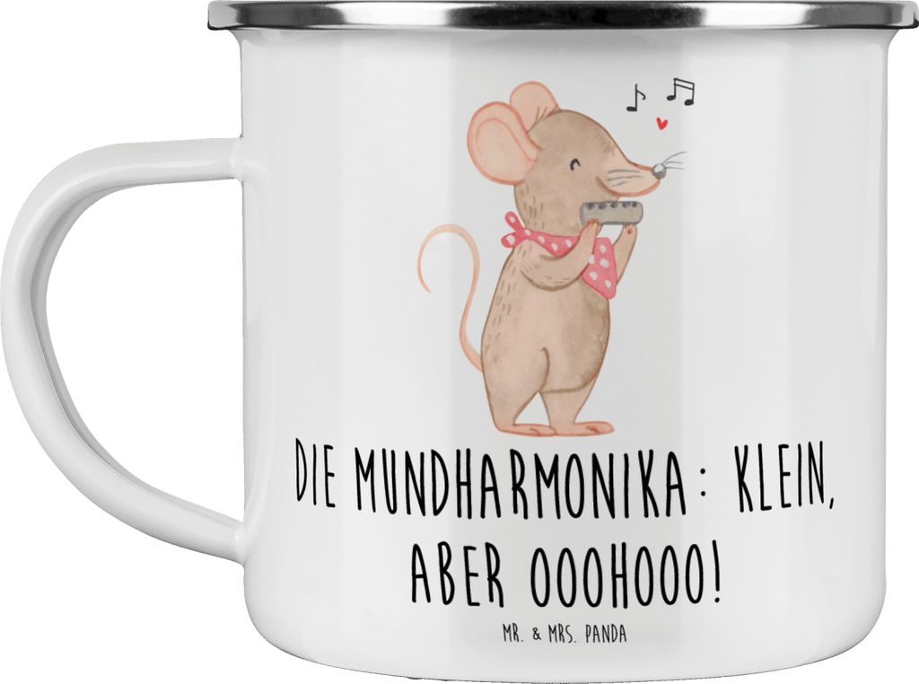 Mr. & Mrs. Panda Emaille Tasse Mundharmonika Ohooo - Weiß - Geschenk, Pott, Musik, Teetasse, Musikinstrument, Lernen, Blues, klein, Instrument, Fo...
