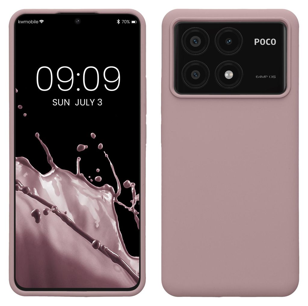kwmobile Handyhülle für Xiaomi Poco X6 Pro 5G Hülle - Case Silikon - Kabelloses Laden - Schutzhülle Cover in Nude Lilac