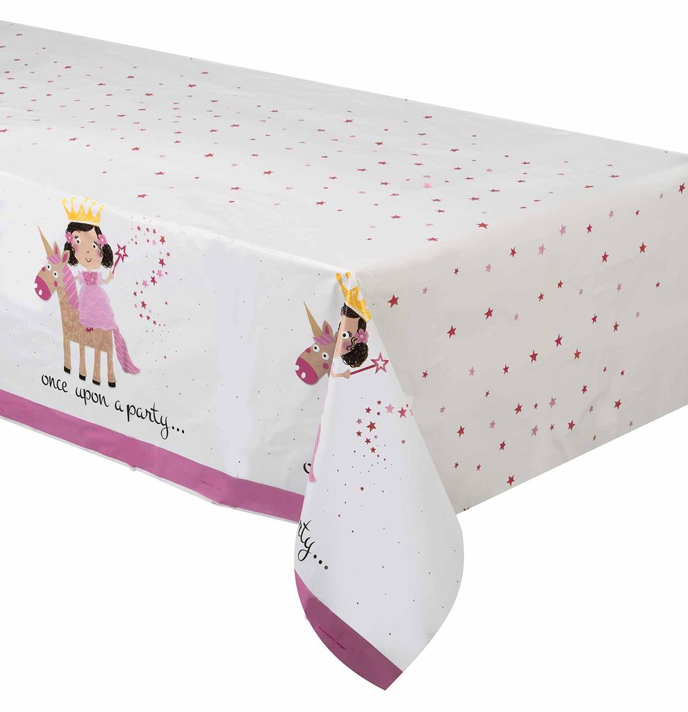 Kunststoff-Tischdecke Prinzessin + Einhorn 137 x 213 cm zum Geburtstag -
