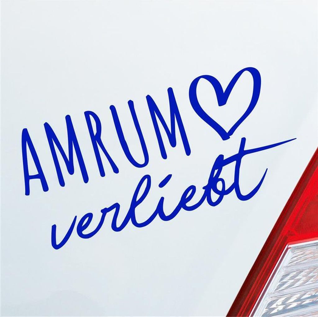 Auto Aufkleber Amrum verliebt Herz Insel Nordsee Liebe Car 19x9 cm Dunkelblau Sticker Heckscheibenaufkleber