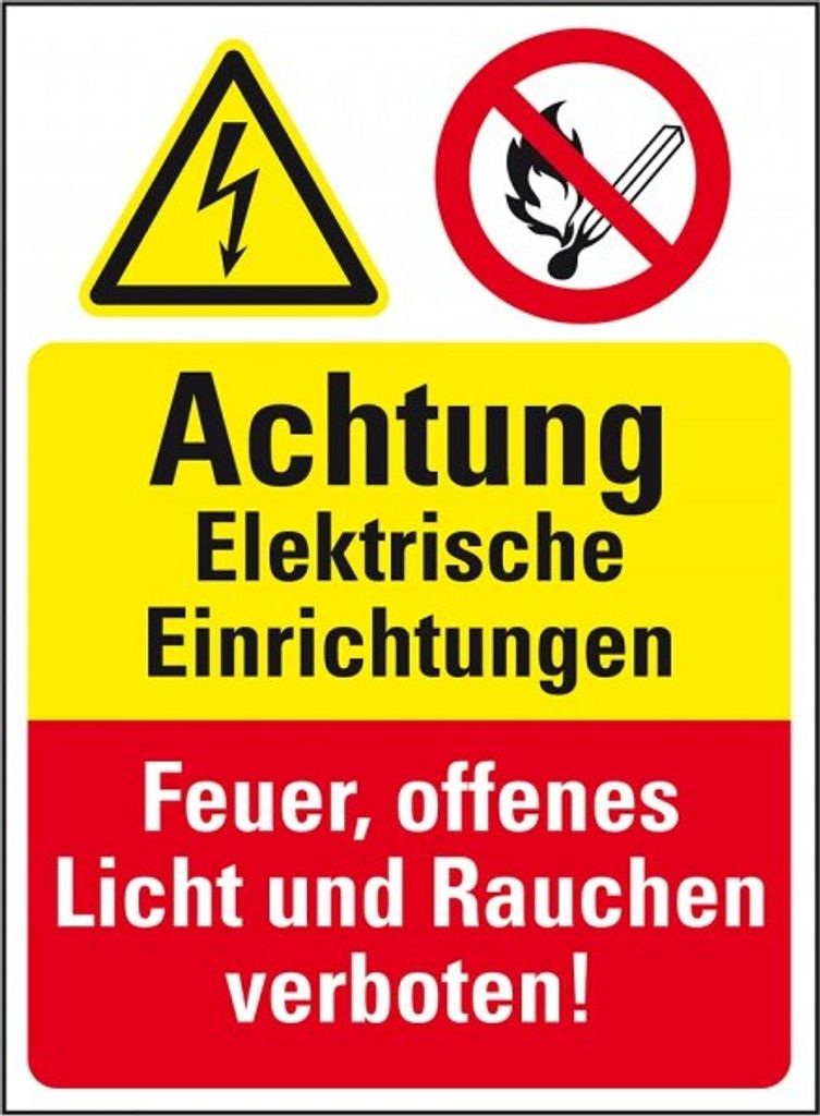 Dreifke Schild I Sicherheits-Kombischild mit Symbolen, Elektrische..., Kunst...
