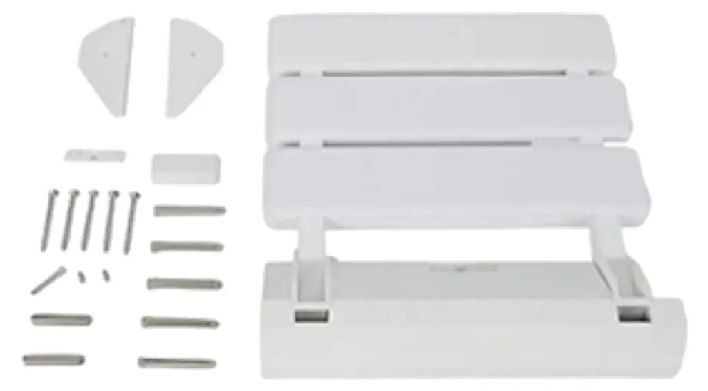 Siège de douche blanc rabattable avec design compact et ergonomique