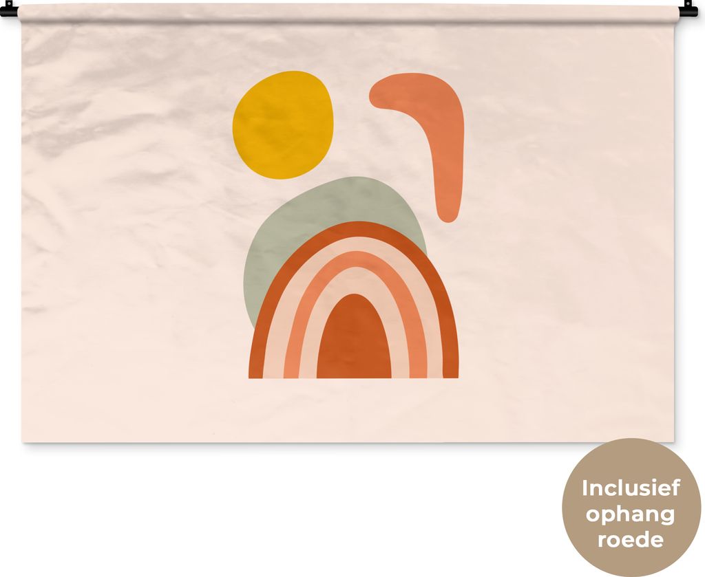 MuchoWow Wandteppich Wandbehang Sommer - Pastell - Regenbogen 120x80 cm Tapisserie Dekoration Wandtuch - Wanddekorationen - Wandtücher