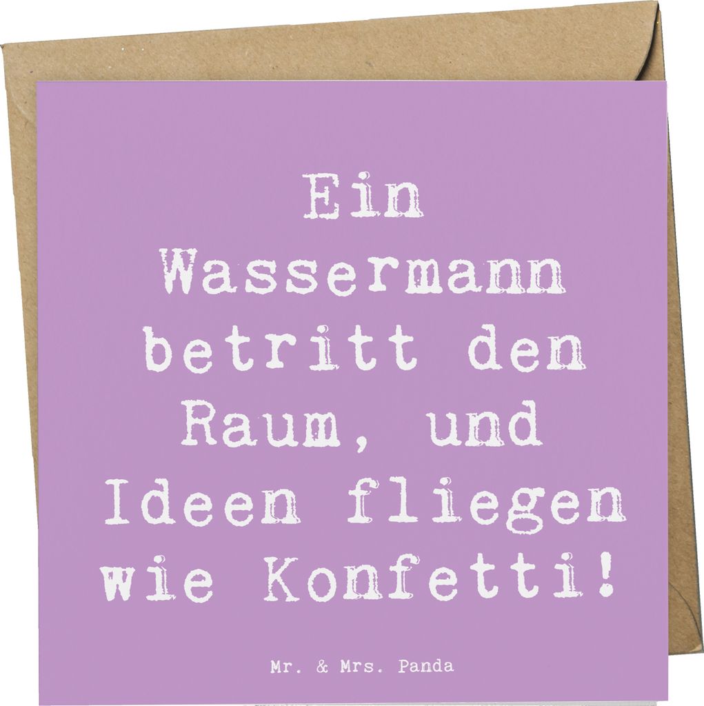 Mr. & Mrs. Panda Grußkarte Spruch Wassermann Ideenflug - Lavendeltraum - Geschenk, Eigenschaften, Tierkreiszeichen, Energie, Klappkarte, Geschenke...
