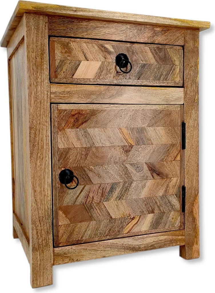 Holz Nachttisch braun 45 x 60cm Beistelltisch vintage Nachtschrank retro