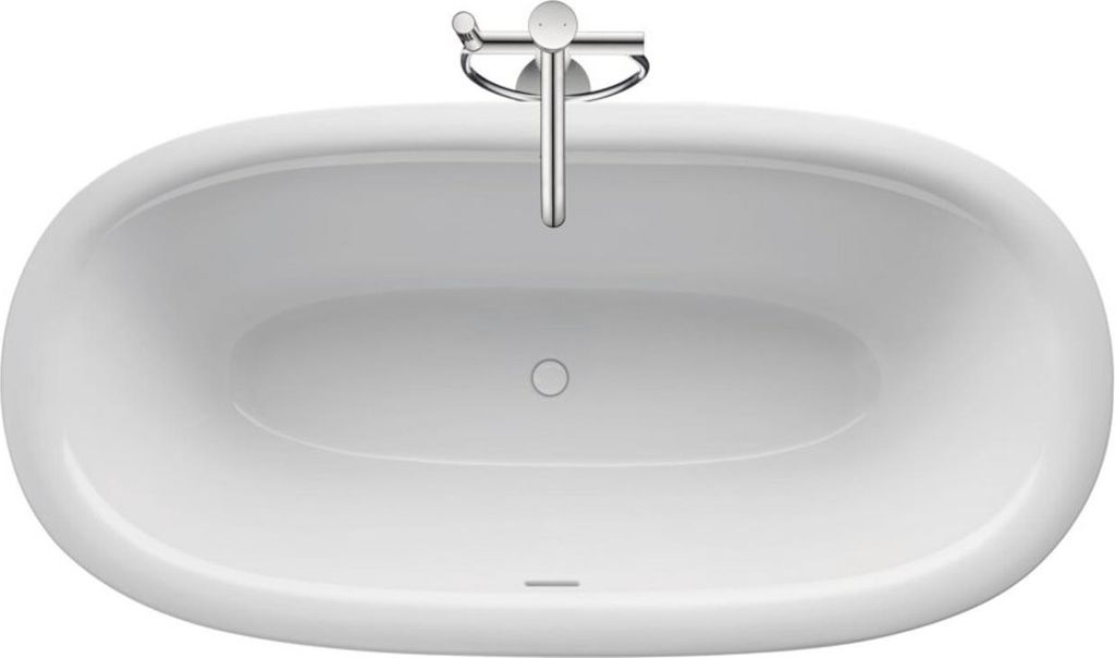 Duravit White Tulip Oval-Badewanne, freistehend, 2 Rückenschrägen, nahtlose Acrylverkleidung, 1800x900mm, weiß, 700469000000000