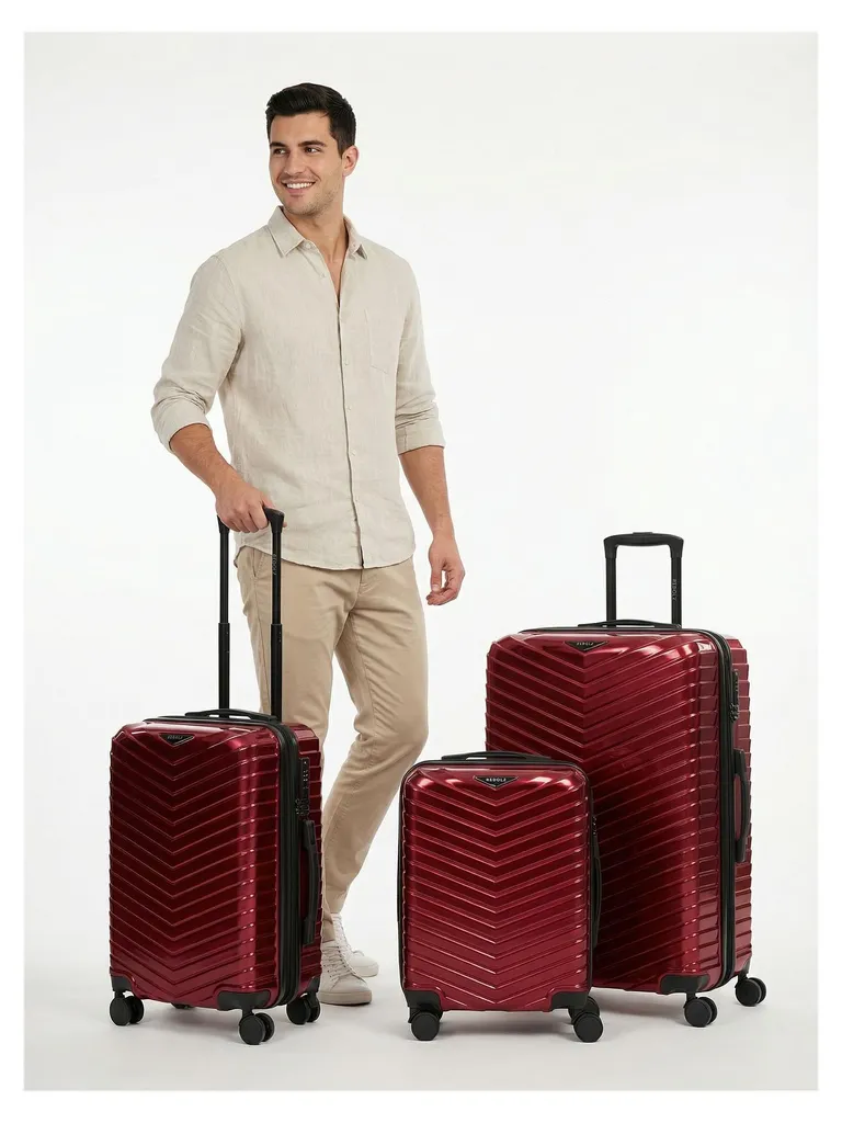 Set Valises REDOLZ Essentials 18 Anti-Choc Rouge Métallisé 56cm - 12