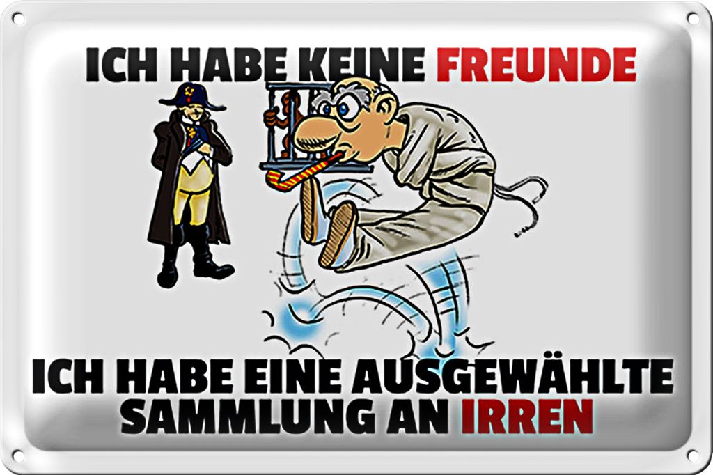 Blechschild Spruch 40x30cm keine Freunde Sammlung an Irren