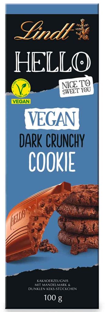 Lindt Hello Vegan Dark Crunchy Cookie Tafel 100g Produktbild 