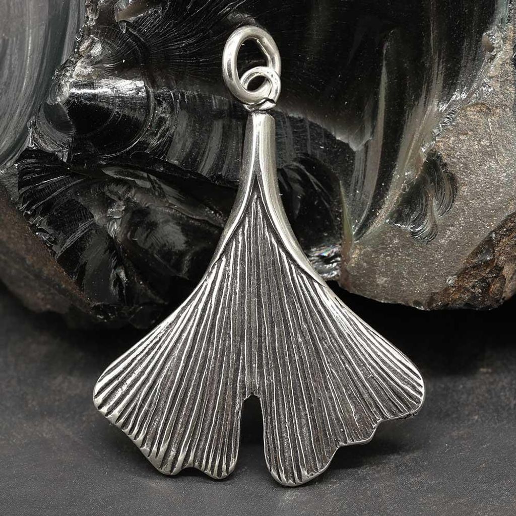 Drachensilber Ginkgo Blatt Schmuck Anhänger aus 925 Silber
