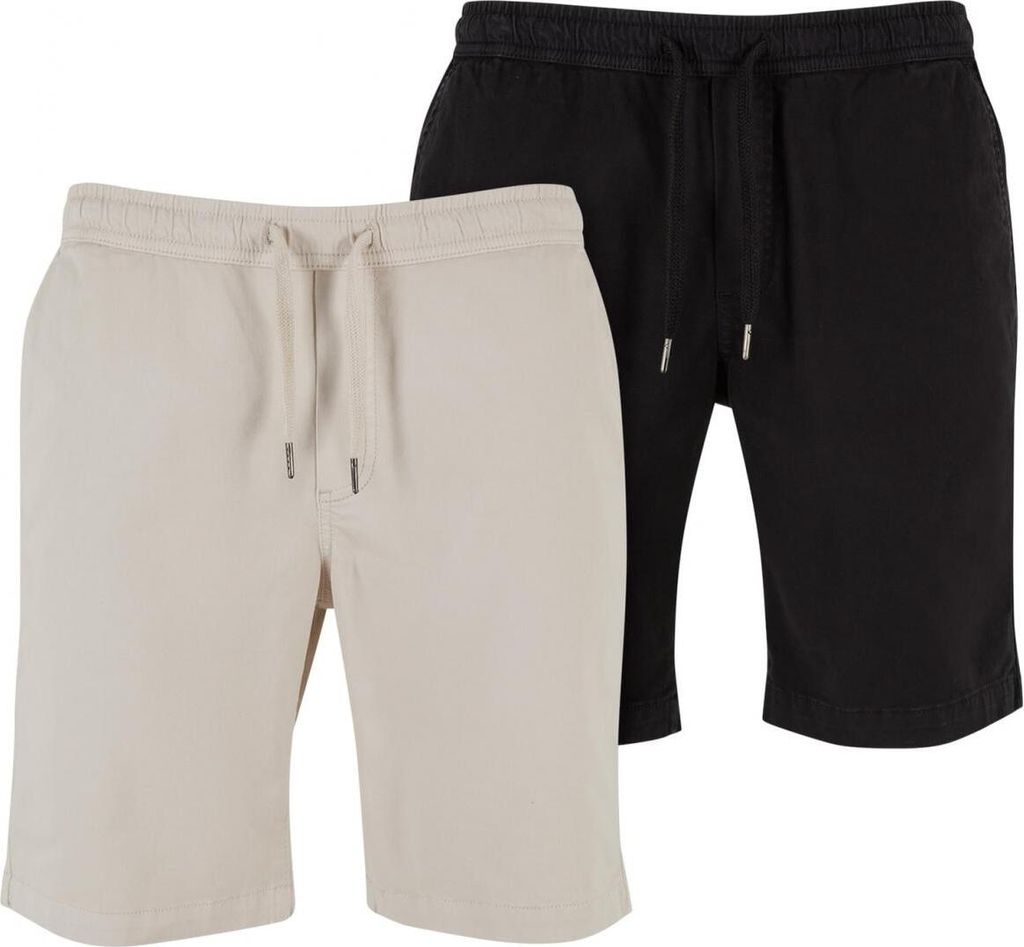 Urban Classics TB1609A | Stretch Twill Joggshorts 2-Pack - Farbe: cloud+black - Größe: S
