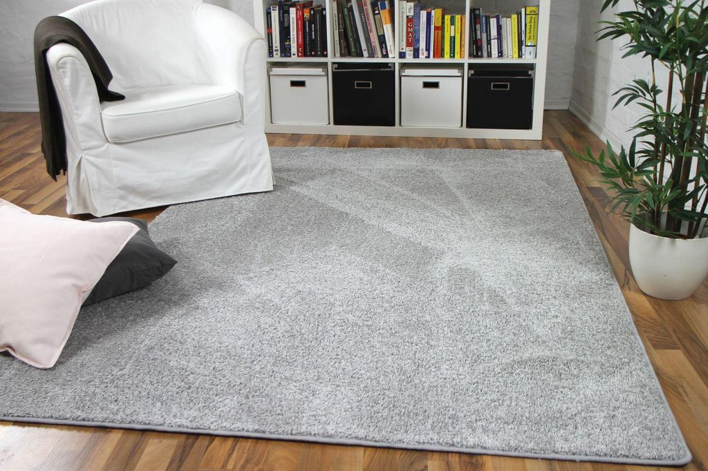 Hochflor Velours Teppich Mona Silbergrau, Größe:200x200 cm Produktbild 