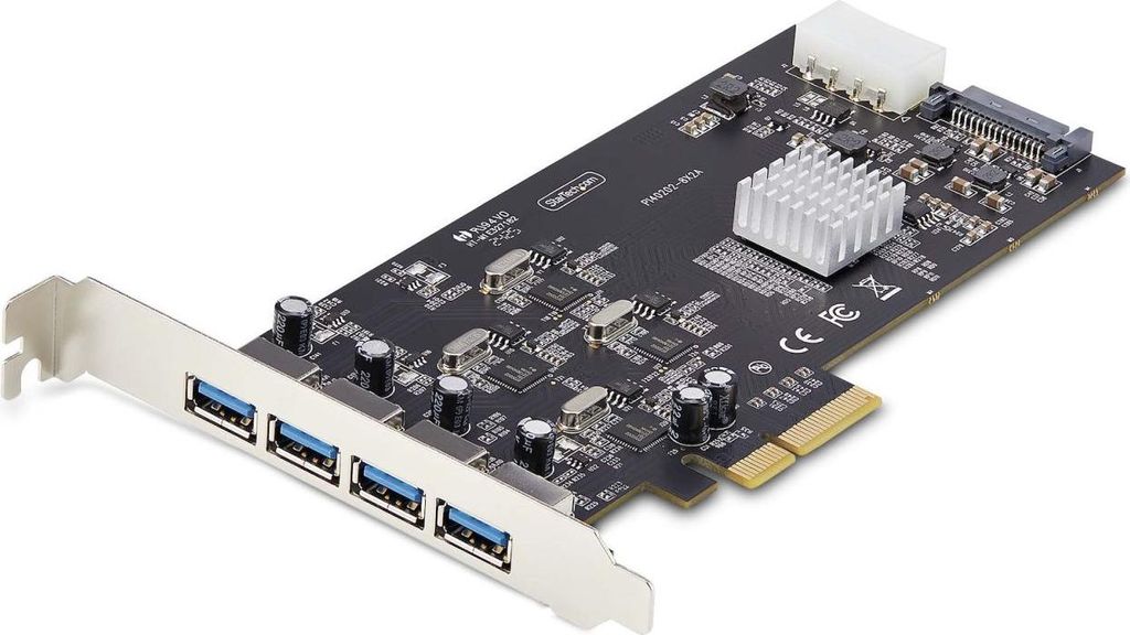 StarTech.com 4-Port USB PCIe Karte, USB 3.2 5Gbps, PCI Express 2.0 Karte mit 4 unabhängigen USB-Controllern, 4 USB 3.2 Typ-A Anschlüsse, PCIe 3.0...