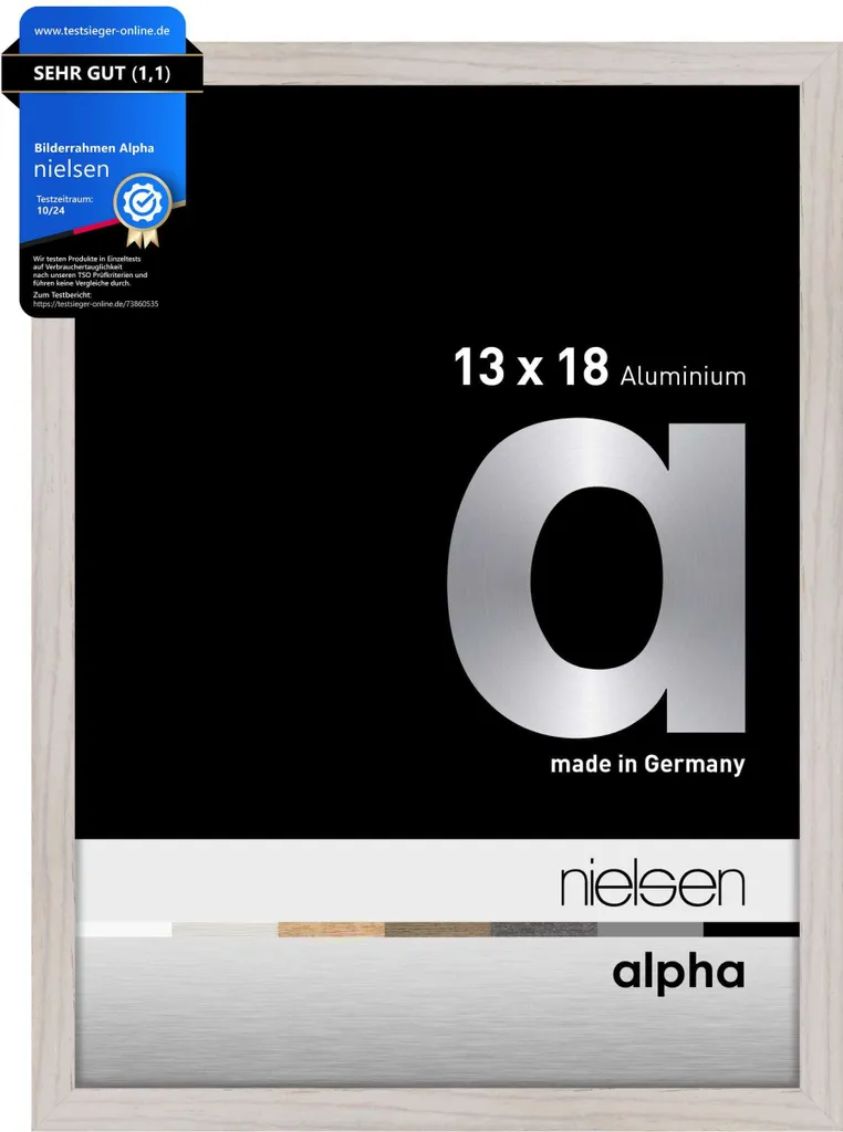 Cornice Nielsen Alpha 13x18 Alluminio Rovere Bianco - Qualità Tedesca