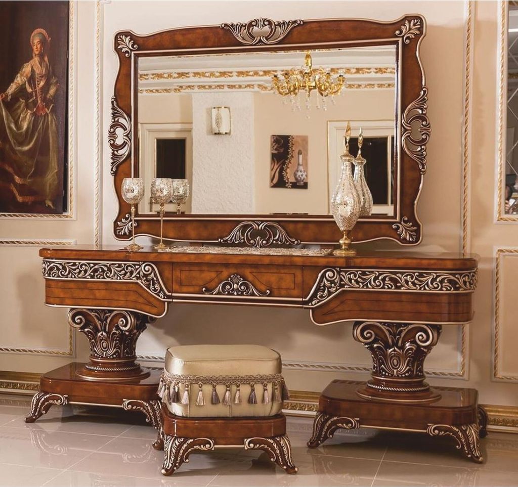 Casa Padrino Luxus Barock Schminkkommoden Set Braun / Bronze / Gold - Barock Möbel