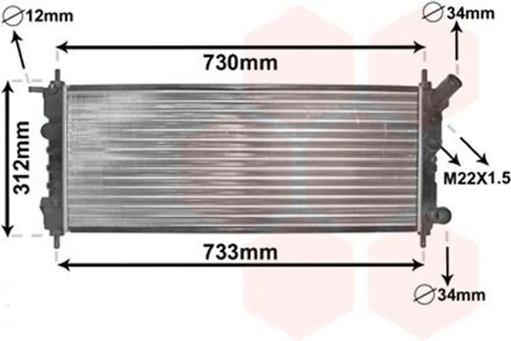 Radiateur d'eau pour réparation Opel Corsa B 1.0 1.2 16V moteur 12V