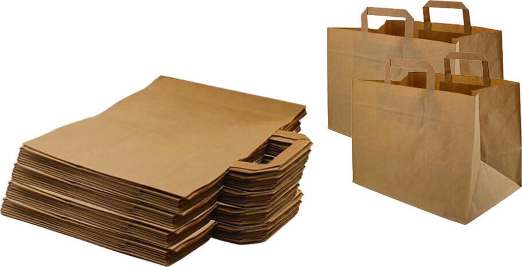 Papiertragetasche 28+17x28 cm Braun 1 x 250 Stück Produktbild 
