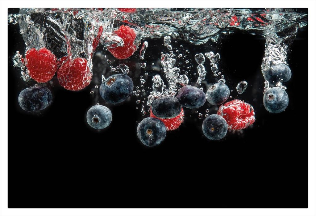 Wallario Poster - Waldfrüchte im Wasser, Kunstdruck Größe: 61 x 91,50 cm