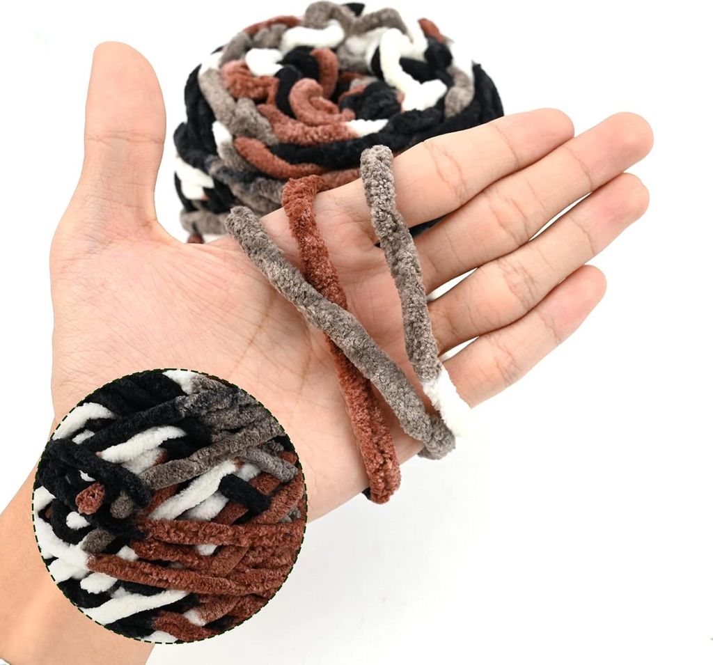 Mehrfarbiges Strickgarn Set von 4 x 100 g - Weiches und Grobes Garn zum Häkeln und Stricken - Perfekt für Plüschbälle, Schals, Taschen und Decken