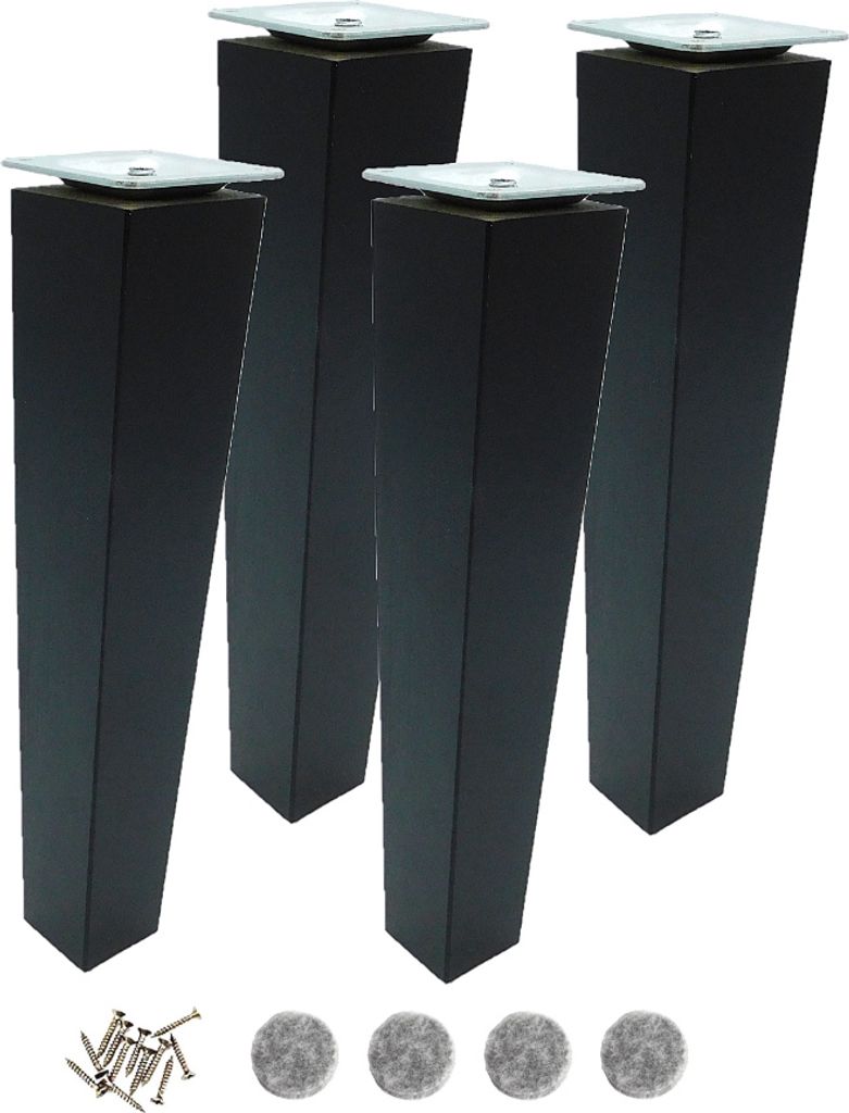 Möbelfuß Buche 25 cm schwarz lackiert – Set 4x mit Produktbild 