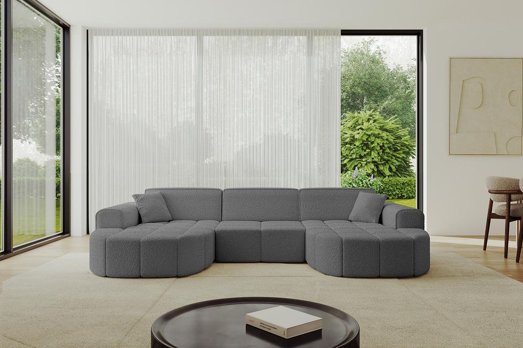 ALTDECOR Ecksofa in U-Form Livo-U1 - 315x173x79,5 cm Grau - Corner Sofa Bett Eckcouch Couch L-Form Wohnlandschaft Cauchsofa