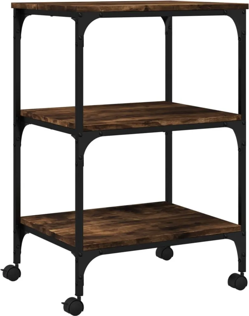 Organizzatore Stampante vidaXL 3 Ripiani Rovere Fumé 75cm Altezza