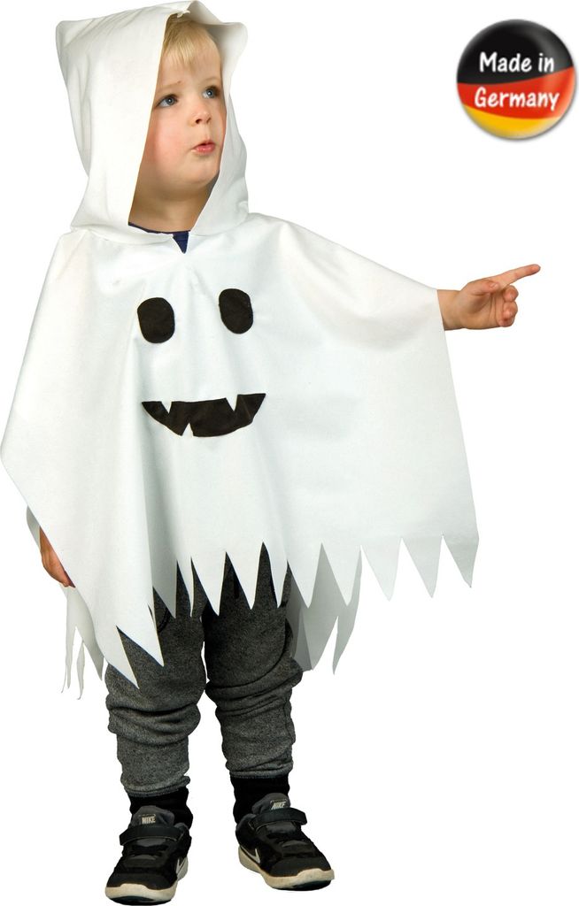 Halloween Kostüm Gespenst Kleiner Polter-Geist für Kinder von Vorne mit Made in Germany-Symbol