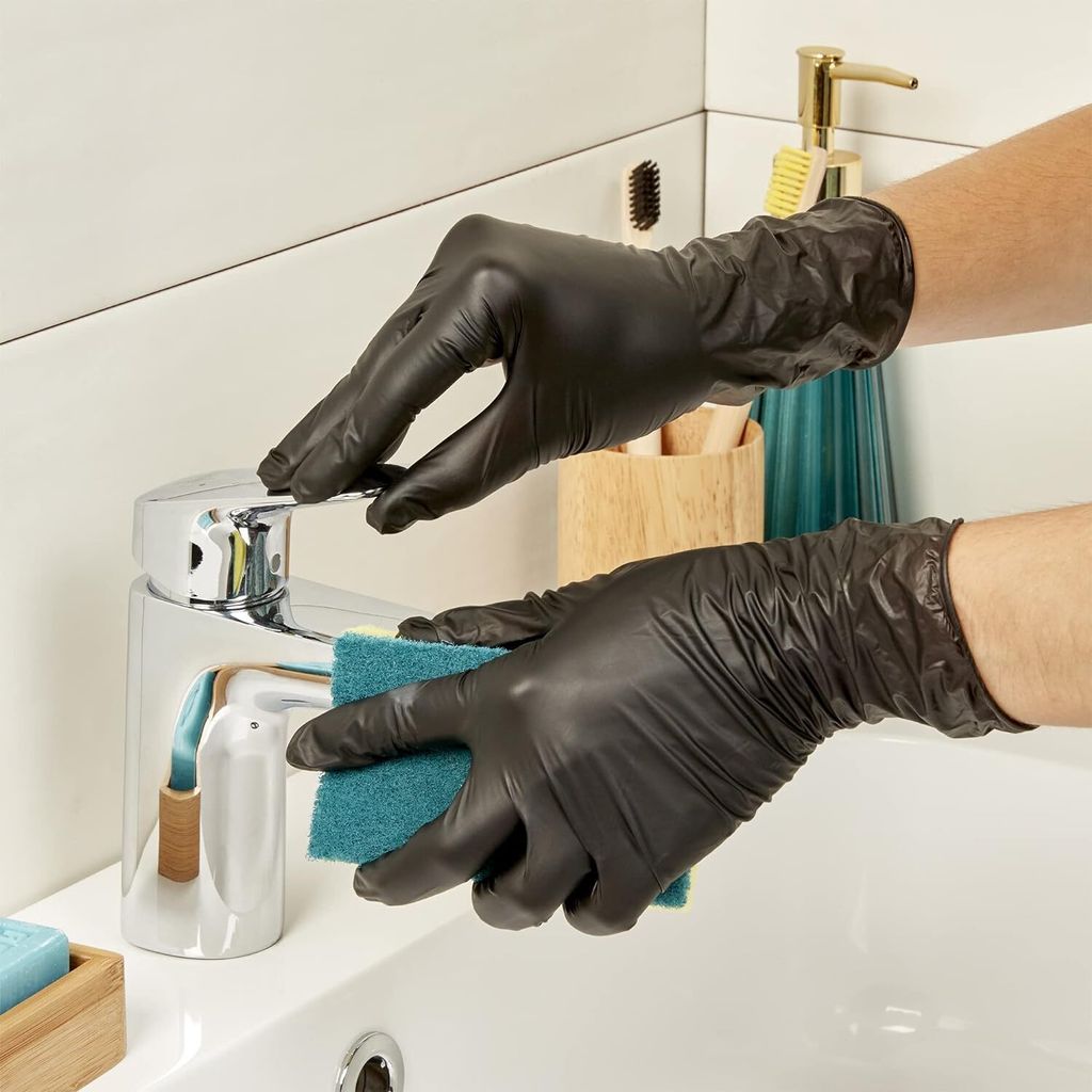 SPONTEX Extra Black Einmalhandschuhe aus Vinyl, ungepudert Produktbild 9