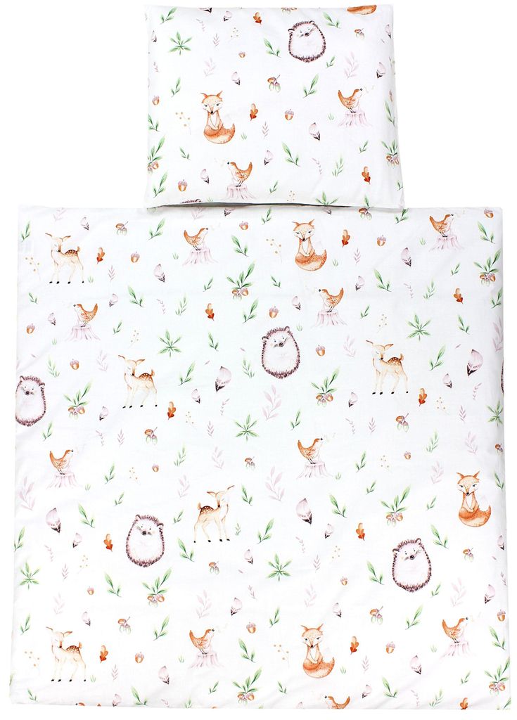 TupTam Unisex Baby Wiegenset 4-teilig Bettwäsche-Set: Bettdecke mit Bezug und Kopfkissen mit Bezug, Farbe: Lichtung / Rehe, Größe: 80x80 cm