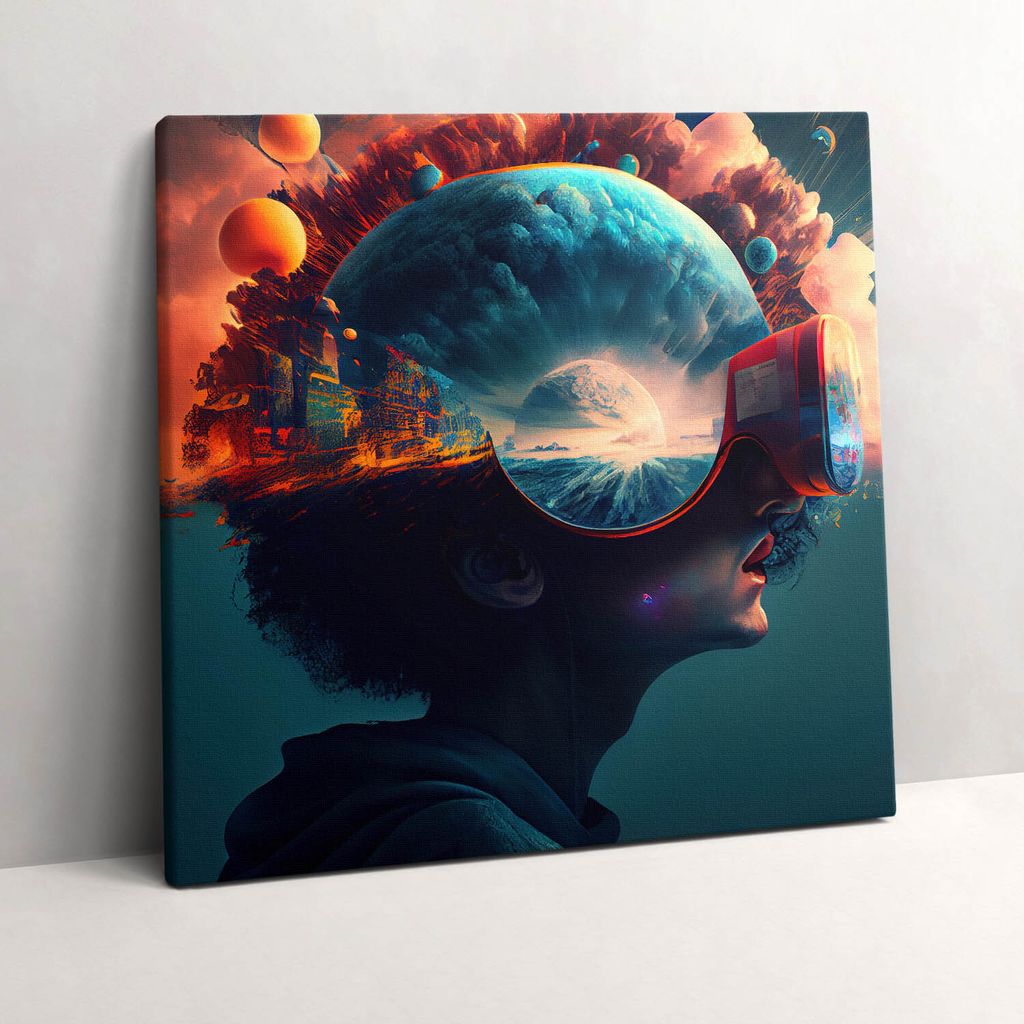 Futuristic virtual world – Leinwandbild Wandbild – 60x60 cm – Leinwandbilder – Wandbilder – Schlafzimmer – Flur